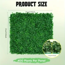 12 pezzi Parete in erba artificiale, pannello decorativo da parete in plastica verde con foglie finte, rampicanti di edera finta, adatto per giardino, cortile, semplice decorazione per la casa con foglie artificiali, piante finte