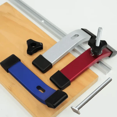 1 件装快速作用 T 型槽夹，铝合金压紧夹，带 T 型手柄，适用于木工工作台 T 型轨道系统