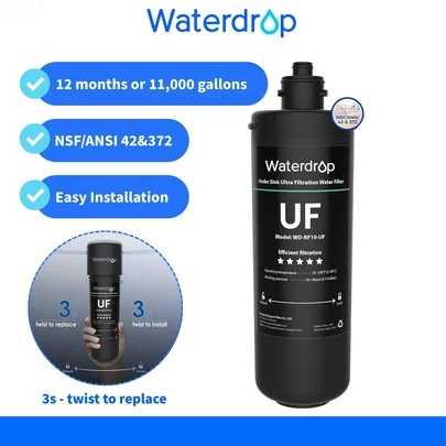 Waterdrop RF10-UF 0.01 Micron Replacement Filter Cartridge For 10UA/10UA-UF/10UB/10UB-UF Under Sink Water Filter, Reduces Lead, Chlorine, Bad Taste And Odor, High Capacity