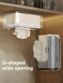 壁挂式纸巾盒，多功能纸巾架，适用于浴室、厨房和客厅 - 黑色 - 查看 4