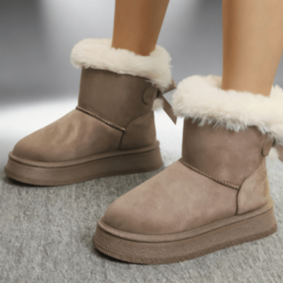 Women's Warm Fleece-Lined Snow Boots, Non-Slip Hiking Shoes, Red Synthetic Leather Upper With Rubber Sole,  Closure, Round Toe Design, Plus Sizes Available, Winter Cold-Proof Shoes