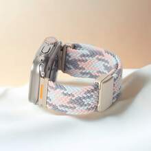 1Pc Braided Elastic Nylon Strap, Compatible With Apple Watch Series11 42mm 46mm For Men And Women,Compatible WithUltra 49mm 45mm 44mm 46mm 42mm 41mm 40mm 38mm Ultra 2/Ultra, Casual And Soft Nylon Elastic Woven Strap, Compatible With Single Loop Hook And Loop Adjustable 10/9/8/7/6/5/4/3/2/1/SE