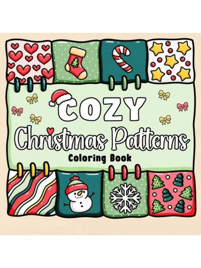 [Christmas Present]1pc COZY Christmas Patterns Cozy Coloring Book [Cute] Kid Graffiti Painting Book Featuring Adorable Creatures Painting Book Montessori Drawing Toys Creative Gift .Easy To Color With Lines Coloring Books Featuring Plants Coloring Book Adults[12 Color Marker Pen Set]