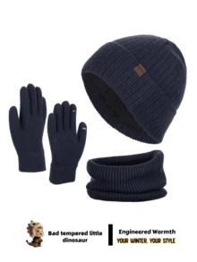 1/2/3件男士冬季保暖帽子、围巾、手套套装，新款加厚针织帽，保暖针织滑雪面罩，适合秋冬季户外活动、露营、钓鱼、徒步旅行、旅行、度假