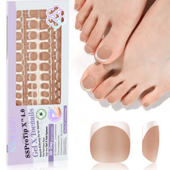  SAVILAND French Press On Toenails: 216 Pcs Short Square Brown Press On Nails For Toe False Toenails Soft Gel Full Cover French Fake Toenails Stick On Toenails For Women DIY Manicure Gifts