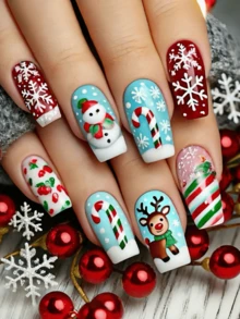 Paznokcie świąteczne, śliczne paznokcie, Święty Mikołaj, choinka, jesienne paznokcie prasowane