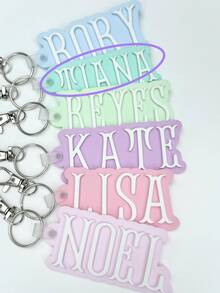 1pc Customized Acrylic Letter Name Keychain, Personalized Double-Layer Glitter Keychain, Colorful Backpack Pendant, Suitable For Bags, Water Bottles, Perfect Birthday Gift For Women And Family, Decorative Keychain, Fun Design, Charming Accessory, Cute Keychain - Steel Keychain + White Button - View 28