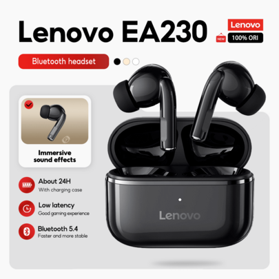 Lenovo 联想EA230蓝牙无线耳机TWS，蓝牙5.4，触控操作，超长续航，高清语音通话，带麦克风
