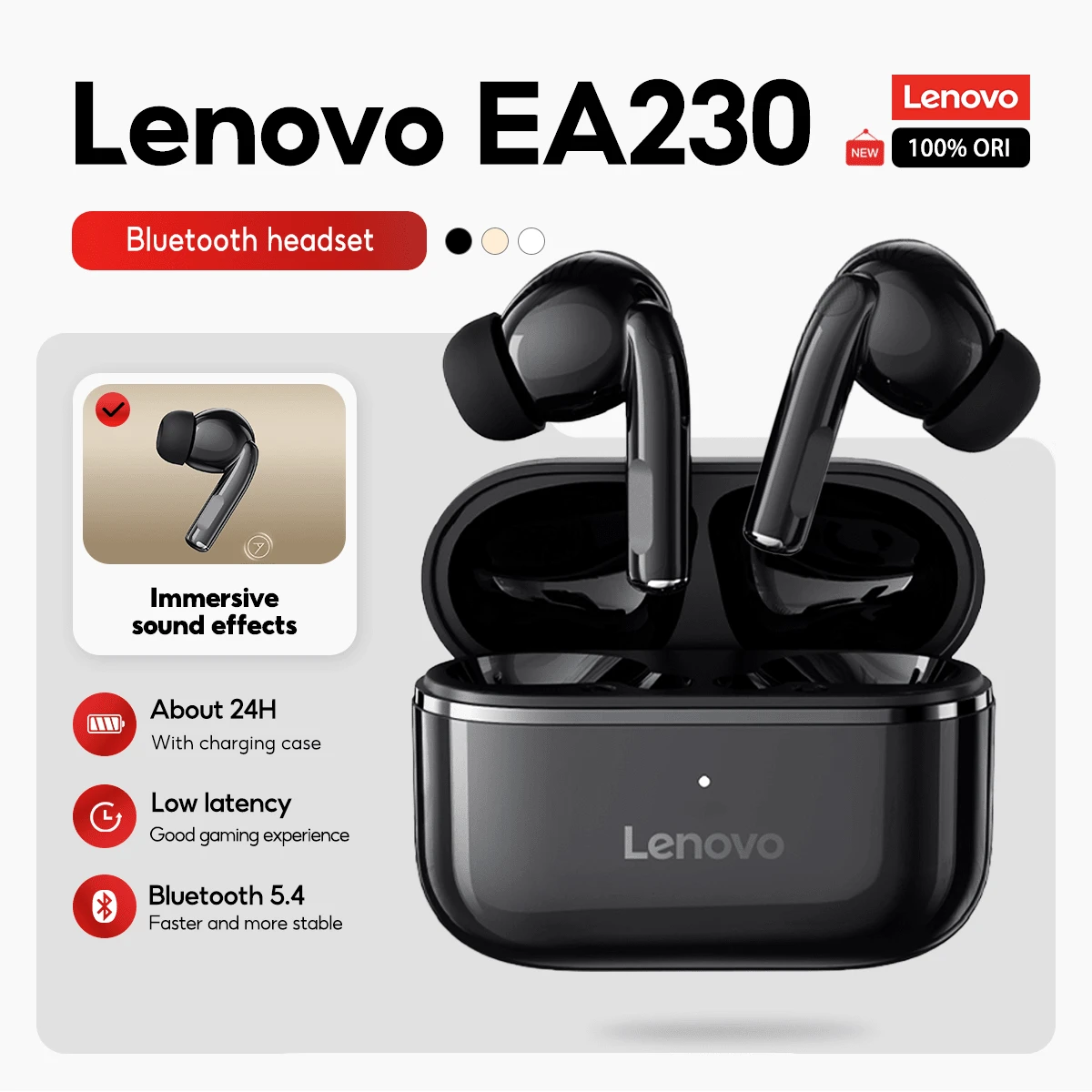 Lenovo 联想 Earbuds EA230 蓝牙无线耳塞 TWS 迷你耳机 蓝牙 5.4 触控 长续航 高清语音 带麦克风