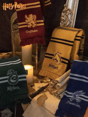 Warner Bros Harry Potter Scarf, Official Gryffindor & Slytherin Collaboration, Cashmere Blend With Tassels, Unisex
