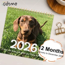 GDTME [ Cute! ] Pearl Paper Sausage Dog Calendar Hanging Calendar, Gold Iron Ring 20 * 20cm Healing Desktop Ornament, Creative Home Good Item: Various Cute Short Leg Sausage Dog Photos In The Calendar, Make Your Living Room Wall Instantly Adorable! Advanced Pearl Material, Happy Every Day, Easy Calendar Hanging To Accompany You To Welcome The New Year! 2026 Calendar