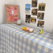 1 pieza/2 piezas Mantel a cuadros azul apagado estilo nórdico, adecuado para mesa de comedor, escritorio de dormitorio de estudiante, fondo de fotografía - Multicolor - Ver 8