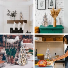 1个迷你植绒圣诞树装饰品，桌面摆件，电池供电LED植绒树，材质为精选植绒粉，实木底座，暖色调氛围灯，节日礼物，圣诞礼物，新年礼物，家居装饰，圣诞装饰品，房间装饰，冬季圣诞装饰品，家居圣诞礼物，圣诞装饰品 - 彩色 - 查看 9