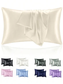 12pcs Sleep & Hair Care Tool Set, Includes Curling Iron, 1pc Silk Pillowcase (Queen Size For Hair & Skin), Heatless Curling Set, Overnight Curling Rods, 1pc Soft Sleep Mask, 1pc Silk Sleep Cap, Sleep Essentials Set, Women Hair Accessories