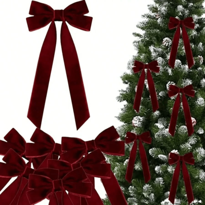 Laços para árvore de Natal, 12/4/1 peça, laços festivos de fita para presente, presentes de Natal, laços para decoração de fundo de festa, guirlandas de Natal, enfeites, artesanato rústico, decorações para presentes de aniversário, decorações para presentes de Natal, centros de mesa, laços para embrulho de presente. Perfeito para embrulhos de presentes e projetos "faça você mesmo". Fita de veludo para decoração de árvore de Natal, laços para árvore de Natal.