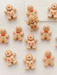 20 świątecznych ozdób do paznokci w kształcie piernikowego ludzika, żywiczne ozdoby wiszące, płaskie miniaturowe figurki, idealne do scrapbookingu, zdobienia paznokci i biżuterii. Świąteczne zdobienia paznokci DIY, prezent świąteczny DIY, uniwersalne akcesoria w kształcie piernikowego ludzika. Idealne na prezenty świąteczne. Idealne na śluby, urodziny mamy, wypady na plażę i inne okazje. Paznokcie Akcesoria do paznokci - Wielokolorowe - Zobacz 3