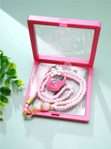 1 Set 6mm 99 Beads Muslim Prayer Beads With Rhinestone Flower Decorated Counter, 11x11x2cm Elegant Gift Box In Pink/Blue/Purple/Black/White, Luxurious Accessory For Belief & Prayer Counting