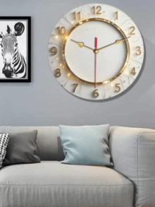 1 件优雅金色框架 10-12 英寸圆形挂钟 - 安静、易于安装、电池供电（不含 AA 电池） - 适用于家庭、工作室、厨房、卧室、车库、音乐厅装饰、客厅挂钟