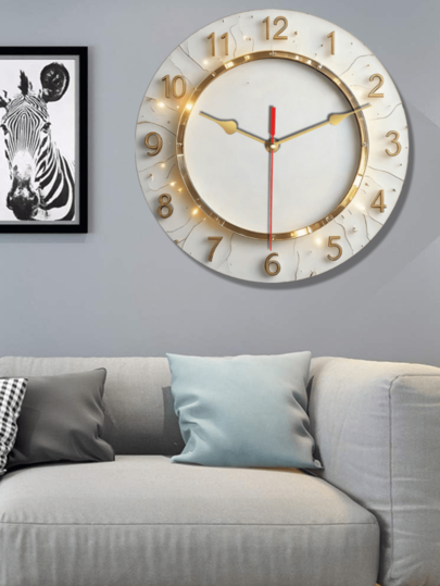 Pc Elegante Goud Frame 10 12 Inch Round Wand Klok Quiet, Easy To Install, Battery Operated (AA Batteries Not Included) Home, Studio, Kitchen, Bedroom, Garage, Concert Hall Living Room Home view 4