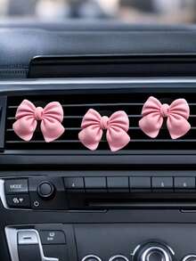 3/4/6pcs Pink Bow Car Interior Cute Car Interior Accessories ,Car Air Conditioning Vent Decorative Clip, Bow Car Air Vent Decorative Clip,Cute Air Freshener Holder For Car AC Vents, Fashionable Car Interior Accessories For Women,Girly Dashboard Decor