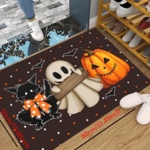 Kitchen Rug Set - 1 Piece Non-Slip Machine Washable Polyester Hallway Runner And Mat For Kitchen, Bathroom, Bedroom, Living Room - Indoor/Outdoor Decor Ghost And Pumpkin Design - Multicolor - View 12