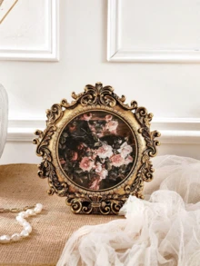 1PC, Retro Gold Photo Frame, Resin Material European Classical Pattern Decorative Photo Frame, Indoor Warm Home Decoration Photo Display Frame, Suitable For Photo Display And Photography Decoration Props - Multicolor - View 10