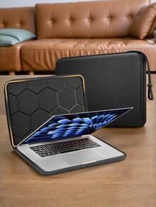 硬质笔记本电脑保护套，适用于 13 英寸 Air M3 M2 M1 2024、14 英寸 Pro M4/M3/M2/M1 A2918 A2992 A2779 A2442、15.3 英寸 Air M4 M3 M2 2025 2024、16.2 英寸 Pro M4/M3/M2/M1 Pro/Max A2991 A2780 A2485 A2141，防水保护套兼容戴尔、Surface Laptop、惠普（黑色） - 黑色 - 查看 1