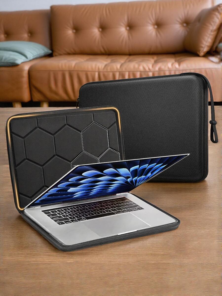 硬质笔记本电脑保护套，适用于 13 英寸 Air M3 M2 M1 2024、14 英寸 Pro M4/M3/M2/M1 A2918 A2992 A2779 A2442、15.3 英寸 Air M4 M3 M2 2025 2024、16.2 英寸 Pro M4/M3/M2/M1 Pro/Max A2991 A2780 A2485 A2141，防水保护套兼容戴尔、Surface Laptop、惠普（黑色） - 黑色 - 查看 1