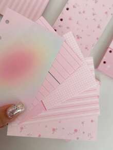 The Same Dopamine Color M5 Notebook Page Small Fresh Girl Heart Loose Leaf Notebook Material Sticky Notes - Girly Pink M5 Inner Page [5 Styles, 10 Sheets Each] - View 3