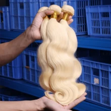 Chocolate Brown Wavy Hair Bun, Orange Wavy Hair Bun, Ginger Wavy Braided Hair Bun, Brazilian Lace Front Wavy Hair Extensions, Golden Blonde #613 Wavy Hair Bun, Chocolate Brown #4 Wavy Hair Bun - Blonde - View 3