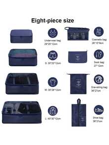 8 pièces Boîtes organisatrices de bagage de voyage, comprenant des sacs de rangement compressés pour chaussures, des sacs pour vêtements et sous-vêtements, un ensemble de cubes d'emballage pour valise