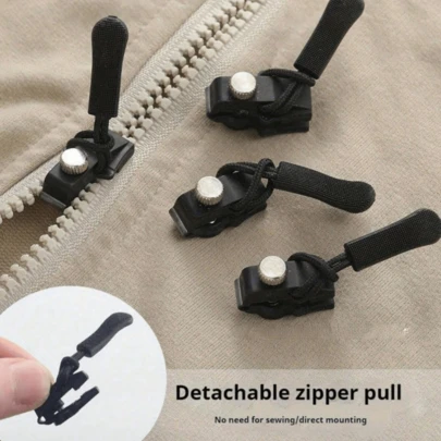 6/10/20pcs Universal Zipper Repair Kit - Easy To Install Seamless Replacement Zipper Pulls, Suitable For Jackets, Luggage, Backpacks, Boots - Durable Black Zipper Pulls