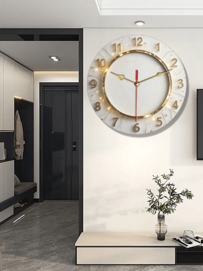 Pc Elegante Goud Frame 10 12 Inch Round Wand Klok Quiet, Easy To Install, Battery Operated (AA Batteries Not Included) Home, Studio, Kitchen, Bedroom, Garage, Concert Hall Living Room Home view 3