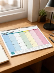 Calendario minimalista a gradiente di colori dal gennaio 2026 al giugno 2027, con un design fresco di fiori e alberi e un'ampia area di scrittura adatta per note, registrazioni e pianificazione di programmi, ideale per la casa e l'organizzazione. Carta spessa, spirale metallica rinforzata, design da appendere, minimalista ed elegante, aggiungendo un senso di design. - Pezzo unico - Visualizzare 7