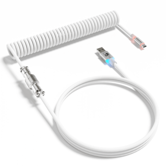 ATTACK SHARK MAMBASNAKE C01 Ultra RGB Coiled Keyboard Cable,Pro Custom USB-C Aviator Cable For Gaming Keyboards,Stable Dual-Sleeved Design,2m Type-C To USB-A Hyper-Speed,Detachable Metal Aviator For PC Gamer