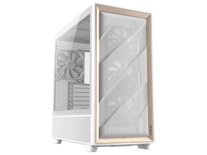 Antec FLUX Wood White, 5 X PWM Fans Included, High-Airflow Front Panel With Birch Wood, Type-C, 420mm Radiator & Back Connect Motherboard Support, Up To 9 Fans Simultaneously, Mid-Tower E-ATX PC Case