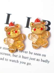 10/30pcs Random Assorted Shiny Sequin Santa Claus, Reindeer, Christmas Tree Resin Decor DIY Jewelry Accessories, Phone Case Decoration