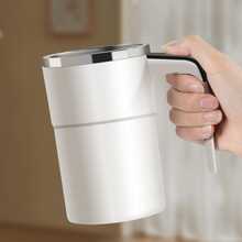 Self Stirring Mug - LED Temperature Display Rechargeable Magnetic Heat Preservation Stainless Steel Coffee Milk Cup 380 Ml/13oz,Beverage Drink - 白色 - 查看 6