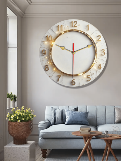 Pc Elegante Goud Frame 10 12 Inch Round Wand Klok Quiet, Easy To Install, Battery Operated (AA Batteries Not Included) Home, Studio, Kitchen, Bedroom, Garage, Concert Hall Living Room Home view 2