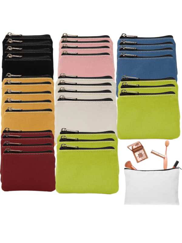 1 محفظة نقود من القماش للنساء، حقيبة تخزين مستحضرات التجميل من قماش عالي الجودة وقابلة للحمل، محفظة صغيرة بلون أحادي بسيطة