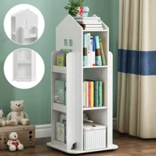 Lislark Free Standing Kids Rotating Bookshelf Castle Rack Display Bookcase Toys Storage Book Shelf - White - View 6