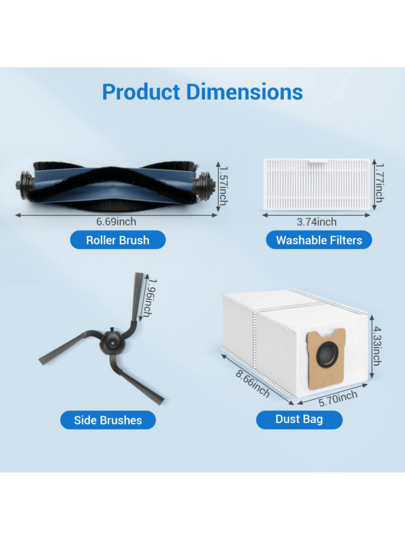 22 Replacement Parts Compatible Eufy C10 Robot Stofzuiger Accessories Kit, Roller Brushes, Filters, Side Dust Bags, Cleaning Too view 3