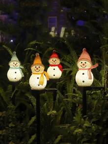 4 Pieces Christmas Solar Snowman Lights - LED Christmas Fairy Lights, Outdoor Waterproof, Suitable For Christmas Decoration / Outdoor Garden / Christmas Party / Holiday Decoration / Christmas Gift / Home Decoration / Courtyard / Sidewalk / Path / Landscape Lighting, Popular Holiday Outdoor Decoration Snowman Lights, Also An Exquisite Christmas Giftchristmas Decoration XMAS Decor Christmas Tree Gift Decor Thanksgiving Wedding Home Decor Home Decor Fall Decor Autumn Decor Birthday Decorations For Gifts Party Supplies Indoor Outdoor Garden Holiday Festival Decor Halloween Decor Wall Decor Halloween Ornaments - 彩色 - 查看 3