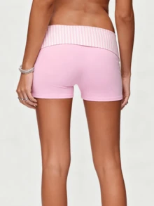 Women's Y2k Polka Dots Foldover Shorts Cute Low Rise Fold Over Skinny Pajamas Shorts Summer Casual Pj Bottom Sleep Shorts Going Out Booty Shorts - 粉色 - 查看 4