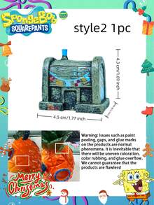 SpongeBob SquarePants 1 Bộ Trang Trí Bể Cá Hình Ngôi Nhà Dứa Bằng Bọt Biển, Bộ Trang Trí Bể Cá Bền Chắc, Thích Hợp Để Trang Trí Không Khí Tiệc Tết, Trang Trí Tiệc - Nhiều màu - Xem 11