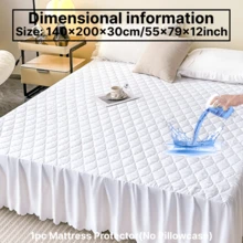 1 Stück wasserdichter Bettrock, Bettwäsche, hautfreundlicher Möbelüberzug, Halloween Dekoration, Herbst Dekoration, weicher und bequemer Bettrock für das Schlafzimmer, für alle Jahreszeiten, 30 cm Fallhöhe, kühlende, atmungsaktive gesteppte quadratische Gitterbettrock, für Queen, King, Twin und alle Größen, staubdicht, bequem und maschinenwaschbar