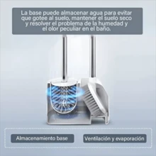 Kit 3 Piezas: Cepillo-Escobilla para Baño 2 en 1 + Soporte | Perfecto para Limpieza del Retrete y Mantenimiento del Baño - Blanco y Negro - Ver 4