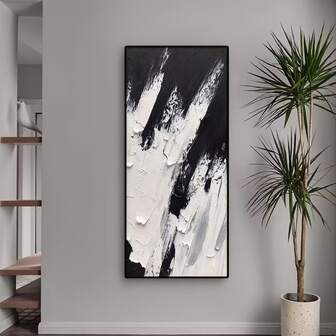 Fantastisk abstrakt canvastavla - ramlös, svartvit, perfekt för vardagsrum, sovrum eller kontorsinredning
