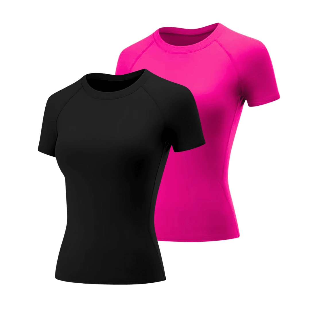 Kit 2 Women's Dry Fit T-Shirts Gym Workout Fitness - Rosa Fucsia - Ver 1