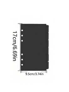 1 Juego de 6 / 12 Piezas Divisores de Archivador A6 de Plástico Negro con Pestañas Laterales en Blanco, Protectores de Página Recargables para Planificador de 6 Anillos